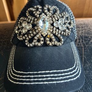 Black Rhinestone Cap